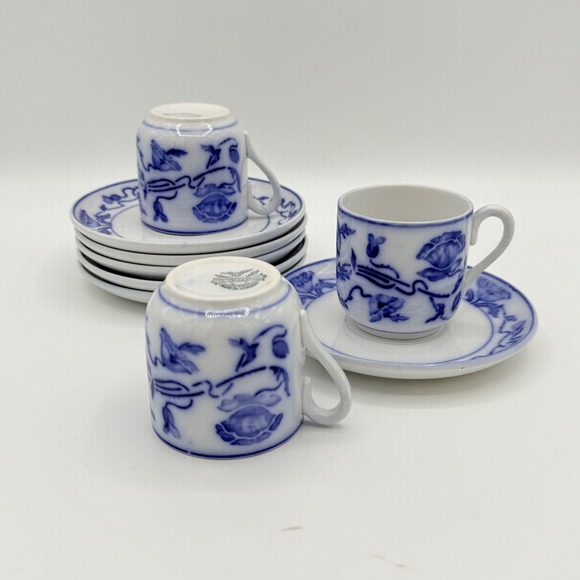 Villeroy & Boch Other - Antique Villeroy & Boch Dresden Blue Demitasse‎ Cups Saucers Porcelain Germany